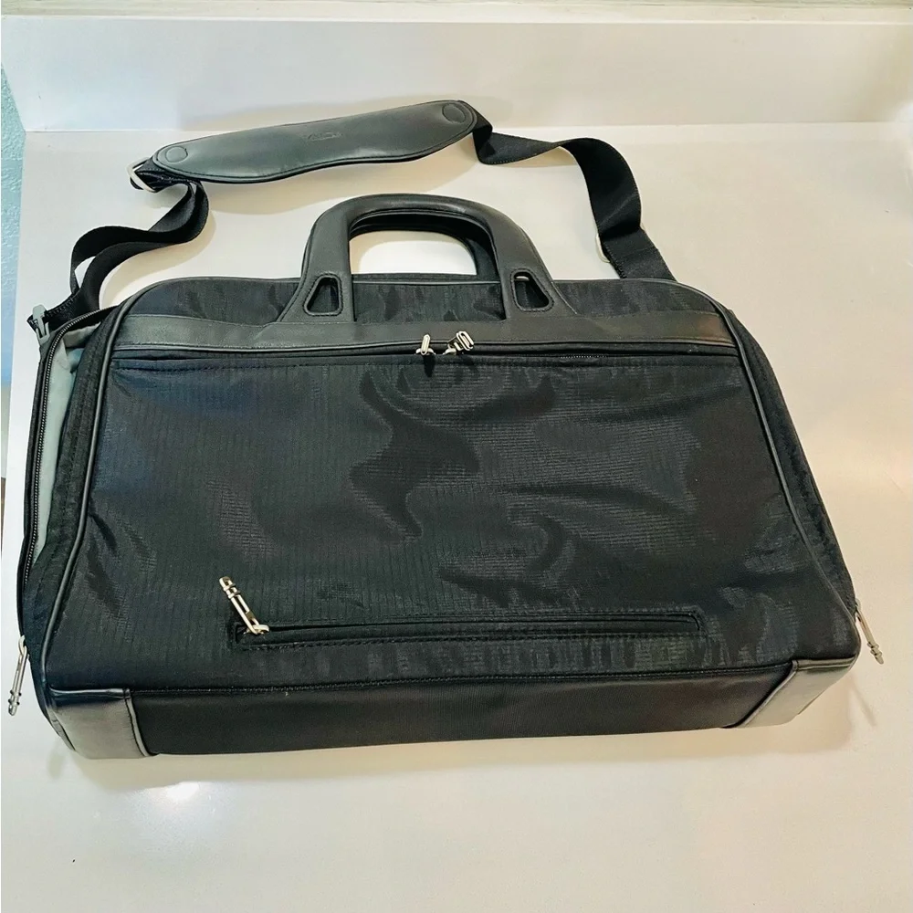 Tumi Double Zip Leather Trimmed Travel Briefcase